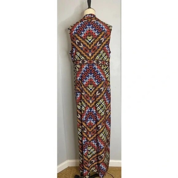 Chico's Jasmina Link Map‎ Chain Tribal Print Maxi Dress Empire waist medium - Picture 8 of 11